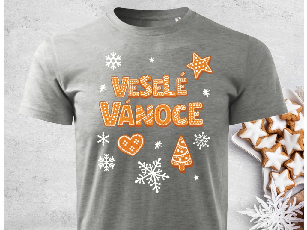 Perníčkový nápis - Tričko UNISEX tmavě šedý melír 4XL