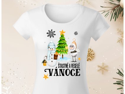 Vánoční stromeček - Dámské triko bílé