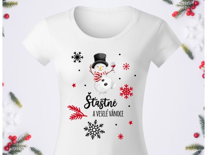 Roztančený sněhulák - Dámské triko bílé