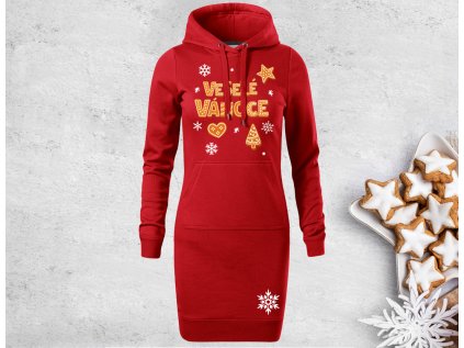 Perníčkový nápis - Mikinošaty červené