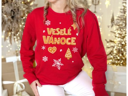 Perníčkový nápis - Mikina Unisex BIO červená