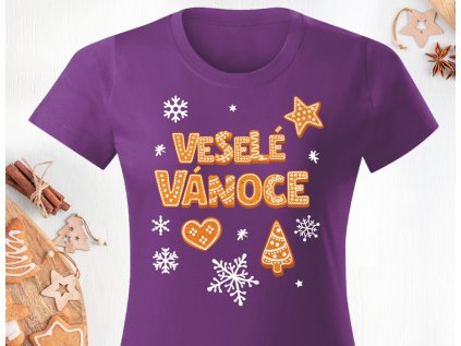 Perníčkový nápis - Dámské triko BASIC fialová vel.XL