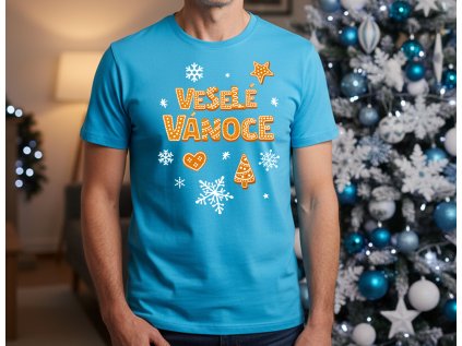 Perníčkový nápis - Pánské tričko tyrkysové