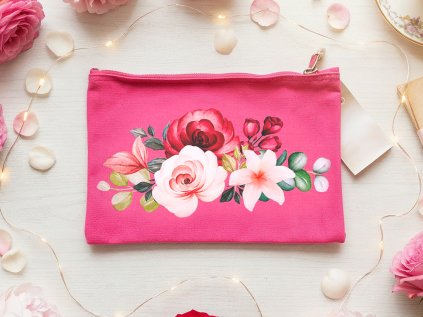 Taštička růžová větší - květinová