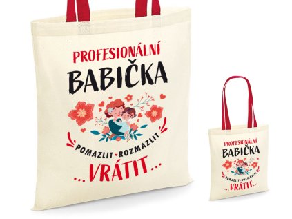 Plátěná taška s červenými uchy - profesionální babička