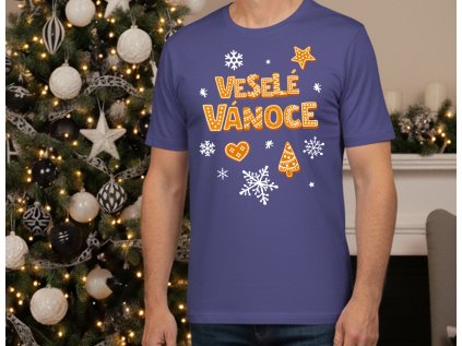 Perníčkový nápis - pánské tričko fialové vel. S