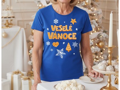 Perníčkový nápis - Dámské triko modrá vel.S