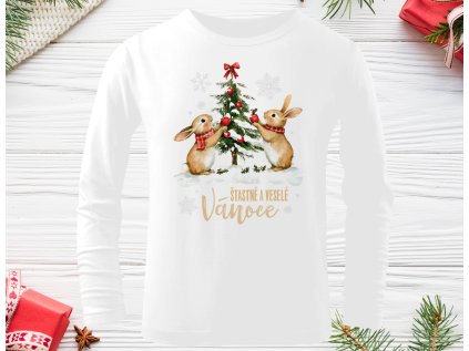 Zajíčci - Dětské triko bílé dl.rukáv