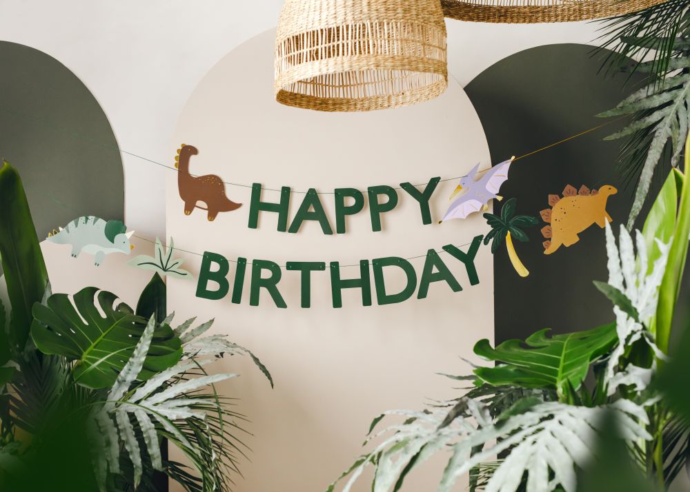 Banner Happy Birthday dinosauři