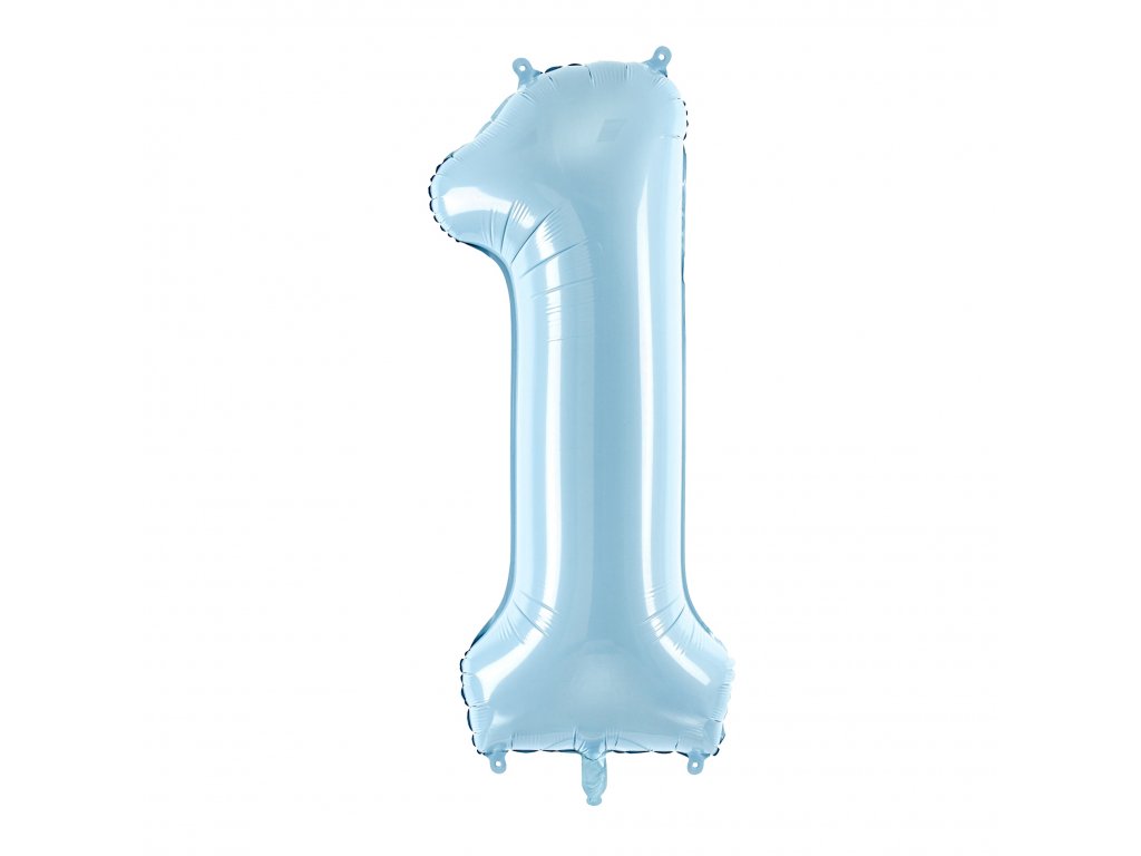 balonek cislo 1 svetle modry pastel 86cm FB1P 1 001J 01