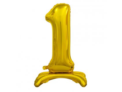 balonek foliovy cislo stojici 1 74cm zlaty metal BC ASZ1 1