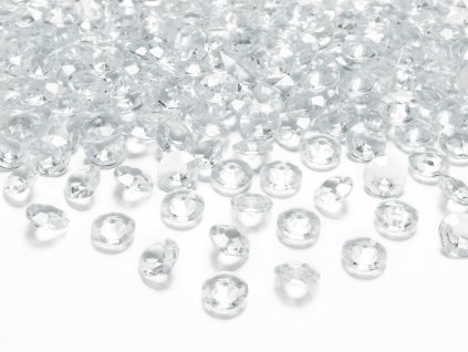 Konfety na stůl čiré diamanty 12 mm, 100 ks