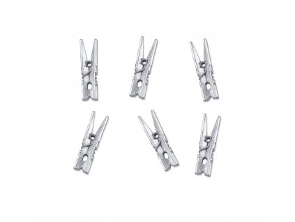 Kolíčky dřevěné stříbrné 3 cm metalické, 20 ks