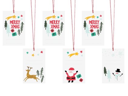 stitky na darky Merry Xmas mix 6ks ZDZ14 01