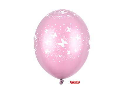balonek ruzovy motylci metal strong 30cm SB14M 217 081 6 01