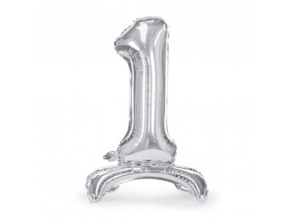 balonek 1 stribrny stojaci metal 70cm FB102M 1 018 01