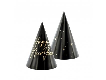 party cepicky cerne Happy New Year 16cm 6ks CPP27 01