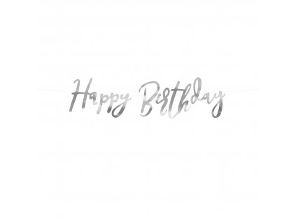 banner happy birthday stribrny 16,5x62cm GRL75 018M 01