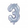 Balónek fóliový číslo "3" holografický, 35 cm