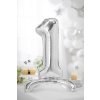 balonek 1 stribrny stojaci metal 70cm FB102M 1 018 02