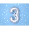 balonek cislo 3 stribrny 35cm FB10M 3 018 03