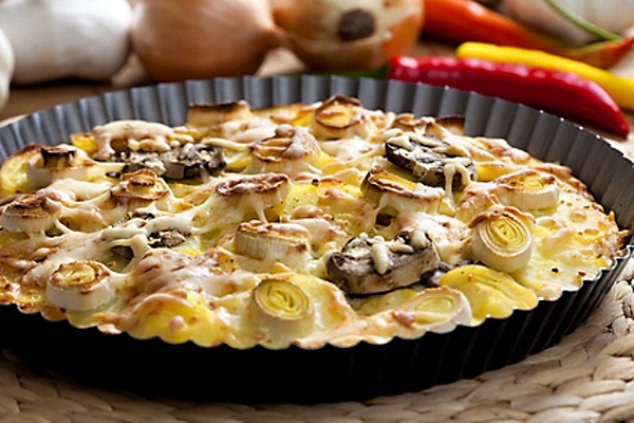 Zapékané brambory sypané žampiony