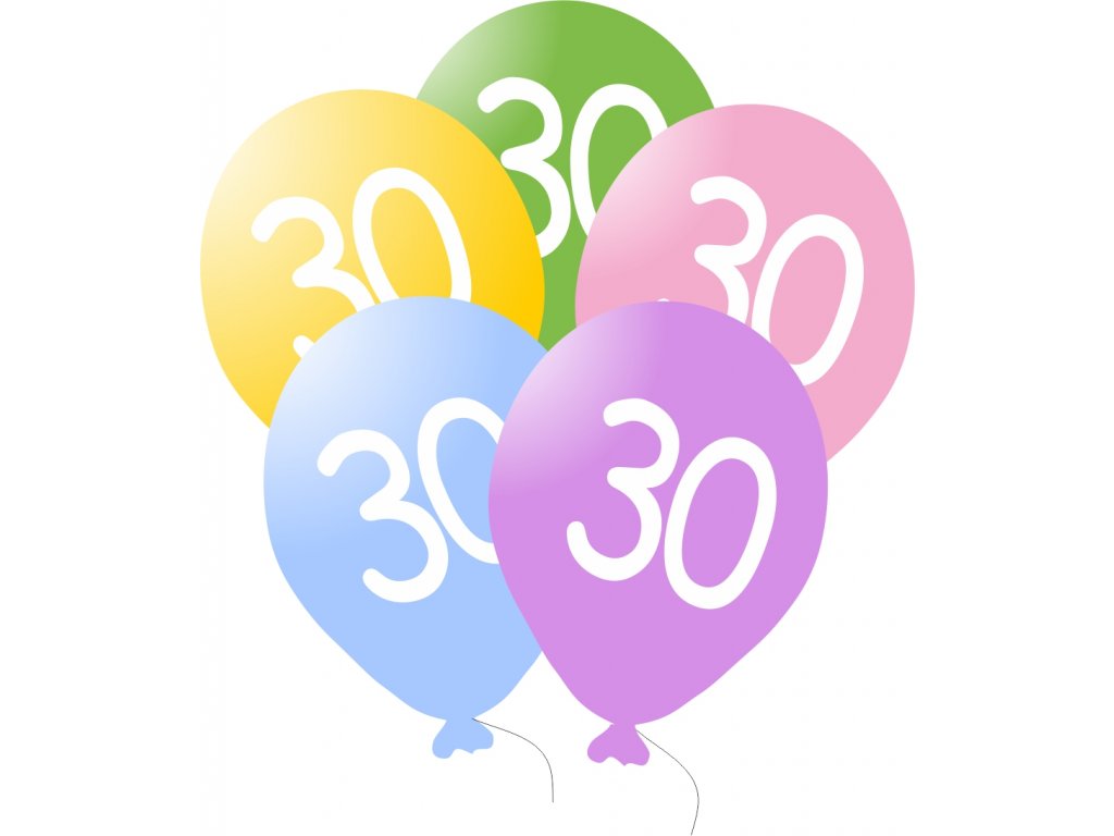 511 balonky narozeniny 5ks s cislem 30 balonky cz