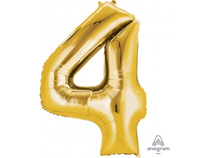 1003 amscan balonek foliovy narozeniny cislo 4 zlaty 86cm