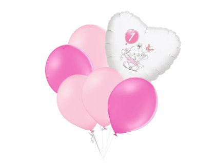 10048 set 1 narozeniny ruzovy slon srdce foliovy balonek balonky cz