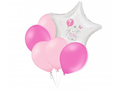 10054 set 1 narozeniny ruzovy slon hvezda foliovy balonek balonky cz