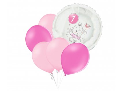 10060 set 1 narozeniny ruzovy slon kruh foliovy balonek balonky cz