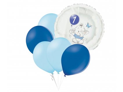 10063 set 1 narozeniny modry slon kruh foliovy balonek balonky cz