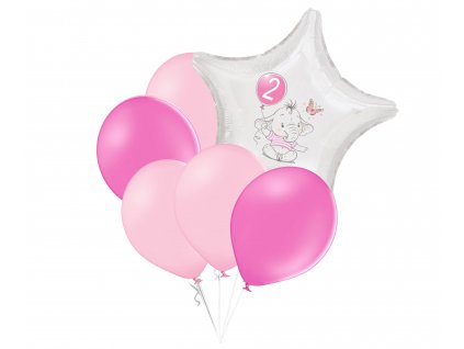 10072 set 2 narozeniny ruzovy slon hvezda foliovy balonek balonky cz
