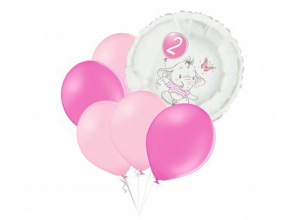 10078 set 2 narozeniny ruzovy slon kruh foliovy balonek balonky cz