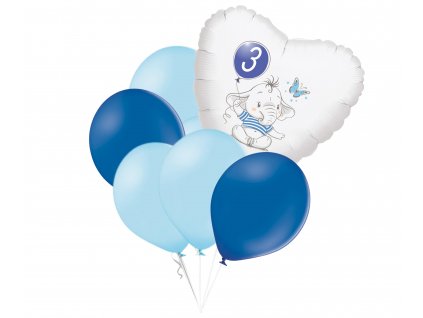 10087 set 3 narozeniny modry slon srdce foliovy balonek balonky cz
