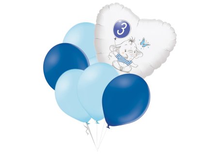 10087 set 3 narozeniny modry slon srdce foliovy balonek balonky cz
