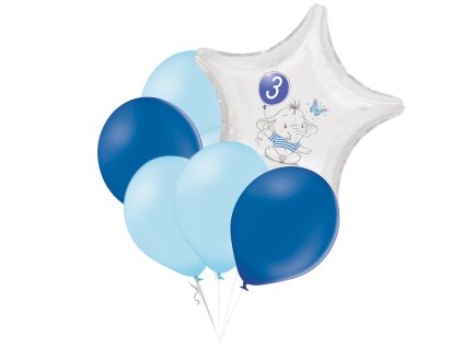 10093 set 3 narozeniny modry slon hvezda foliovy balonek balonky cz