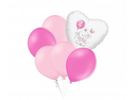 10102 set 4 narozeniny ruzovy slon srdce foliovy balonek balonky cz