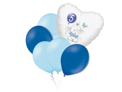 10123 set 5 narozeniny modry slon srdce foliovy balonek balonky cz
