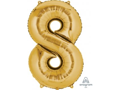 1042 amscan balonek foliovy narozeniny cislo 8 zlaty 86cm