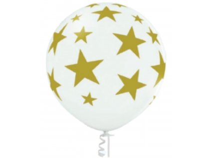 balon bily zlate hvezdy 60 cm