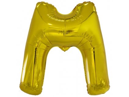 balonek zlaty foliovy pismeno M 86 cm