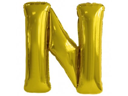 balonek zlaty foliovy pismeno N 86 cm