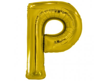 balonek zlaty foliovy pismeno P 86 cm
