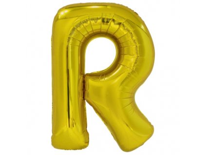 balonek zlaty foliovy pismeno R 86 cm