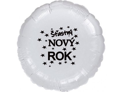 stastny novy rok stribrny balonek kruh