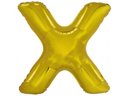balonek zlaty foliovy pismeno X 86 cm