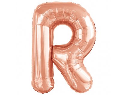 balonek foliovy pismeno R ruzovozlate 86 cm