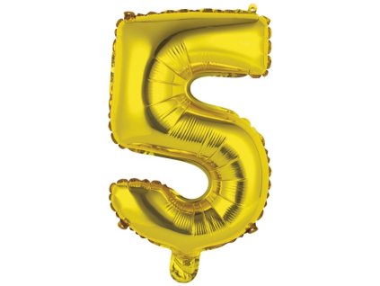 Balónek fóliový narozeniny číslo 5 zlatý 35 cm