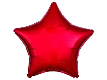 Balónek fóliový hvězda červená metalická 48 cm
